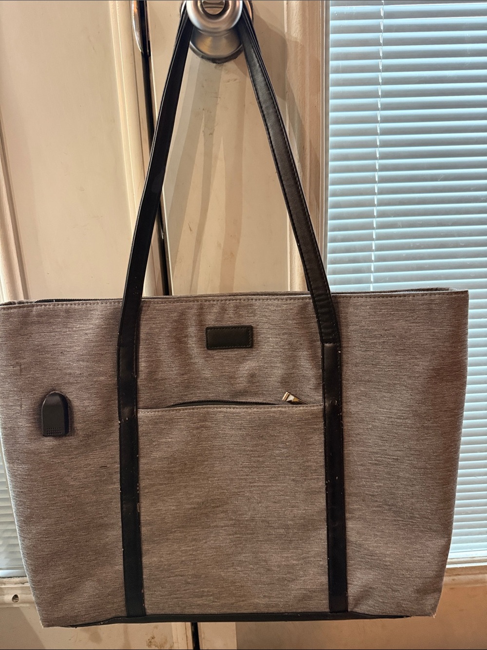 Relavel Gray Work Tote Bag Business School Laptop Case USB